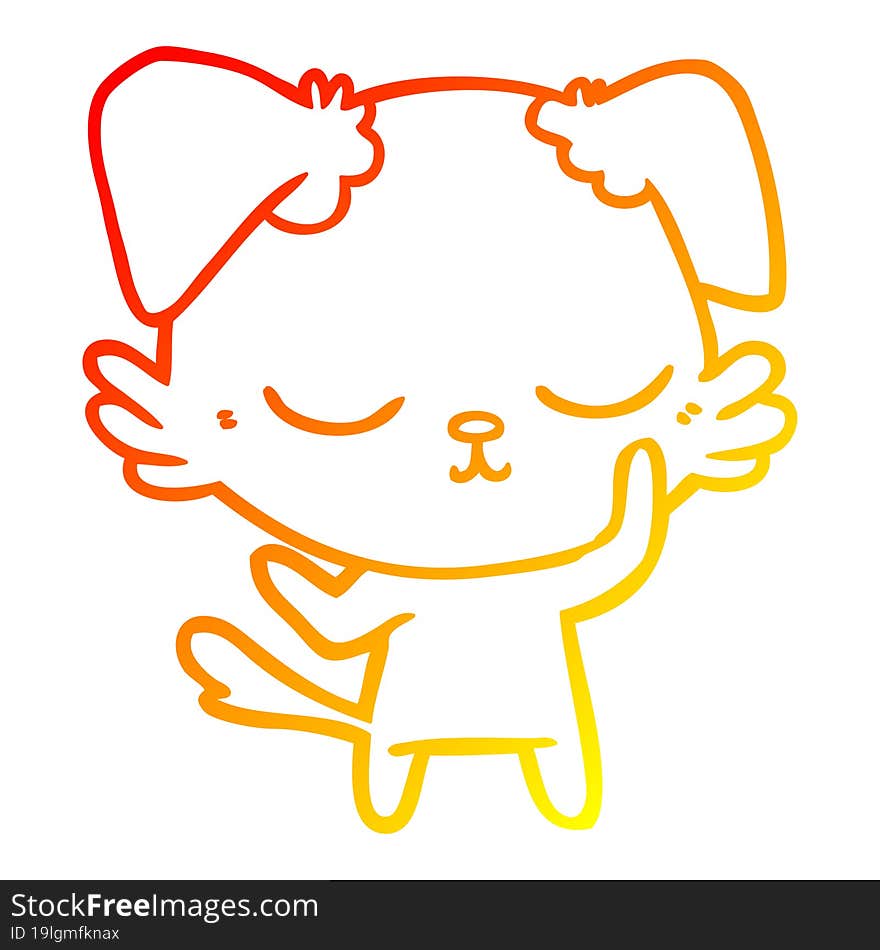 Warm Gradient Line Drawing Cute Cartoon Dog