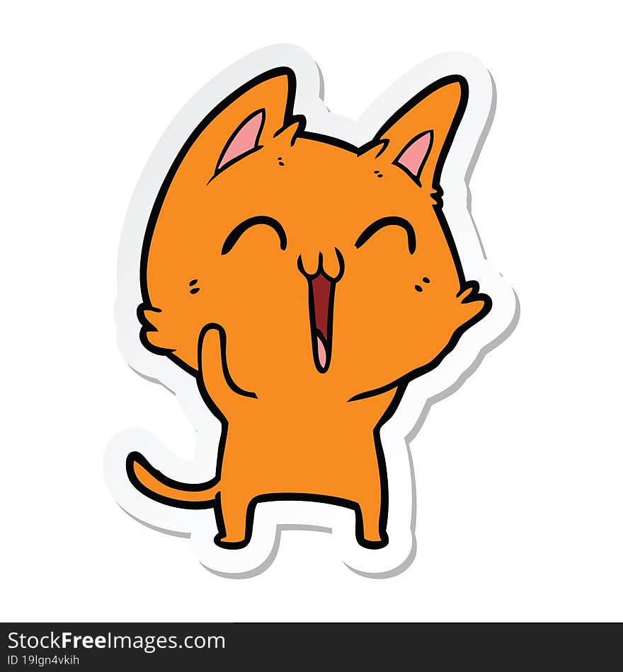 Sticker Of A Happy Cartoon Cat