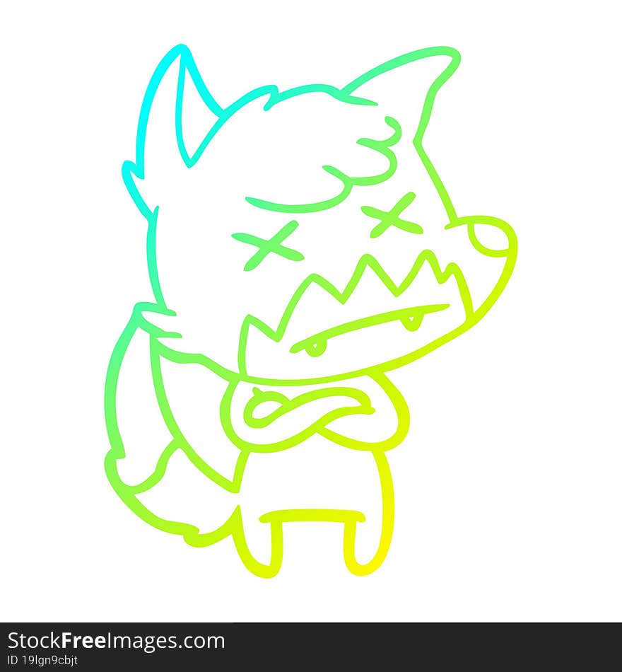 Cold Gradient Line Drawing Cartoon Dead Fox