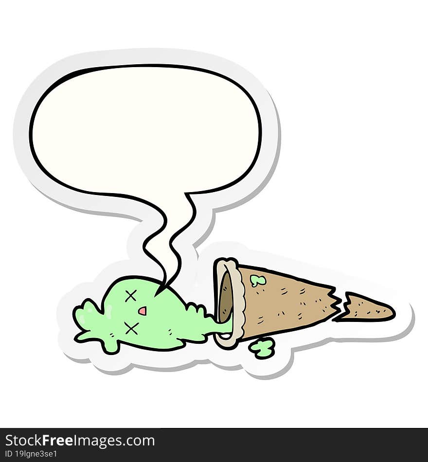 dropped cartoon ice cream and speech bubble sticker