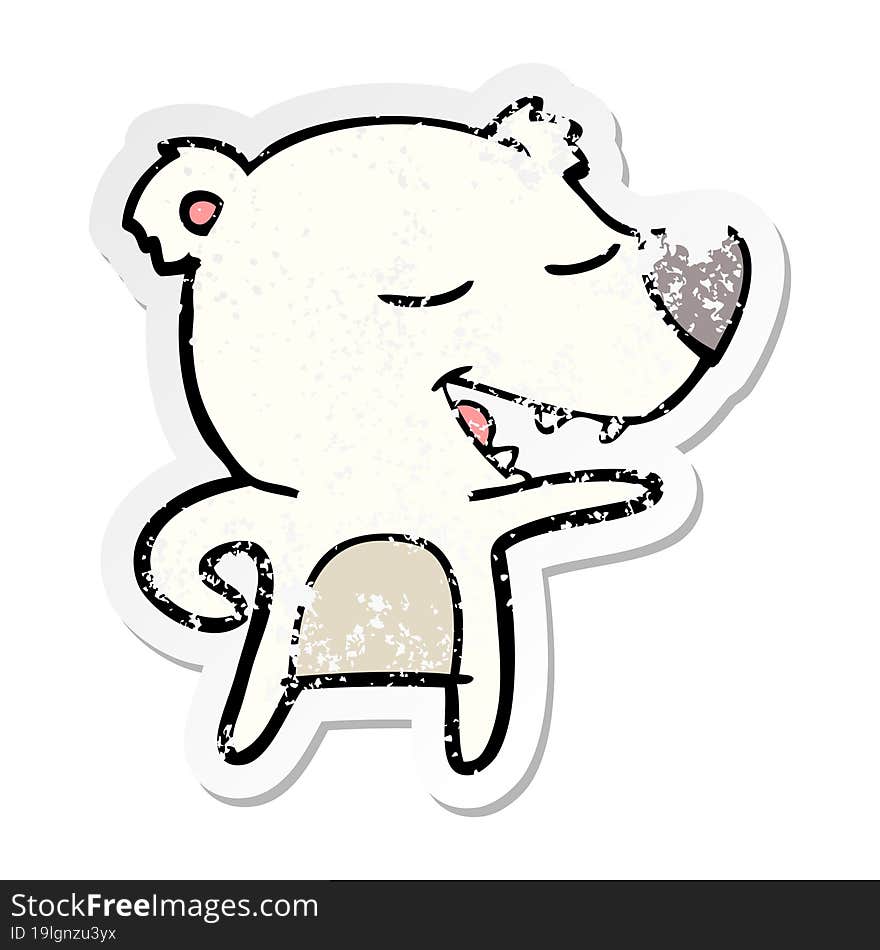 distressed sticker of a cartoon polar bear