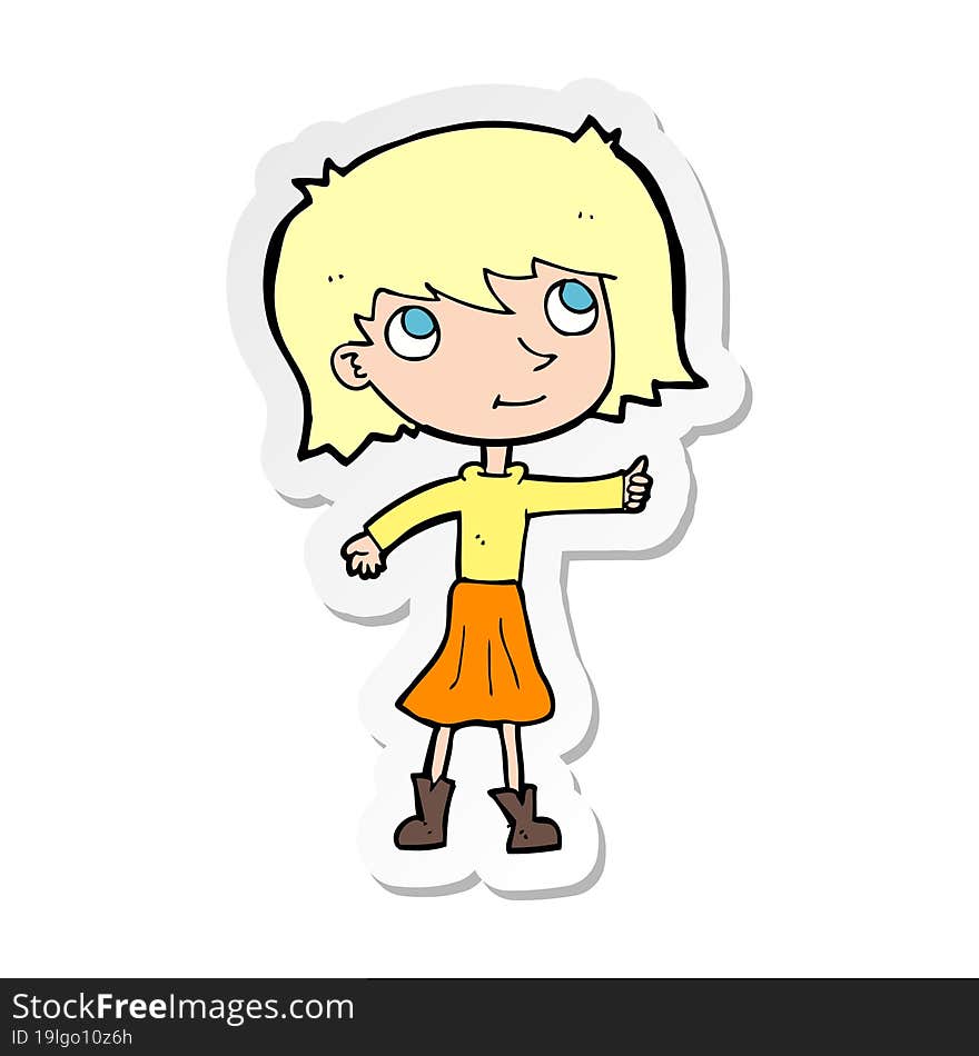 Sticker Of A Cartoon Happy Girl