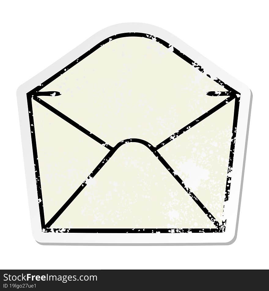 Distressed Sticker Of A Quirky Hand Drawn Cartoon Envelope