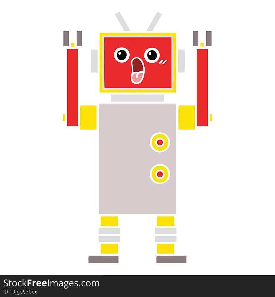 Flat Color Retro Cartoon Robot