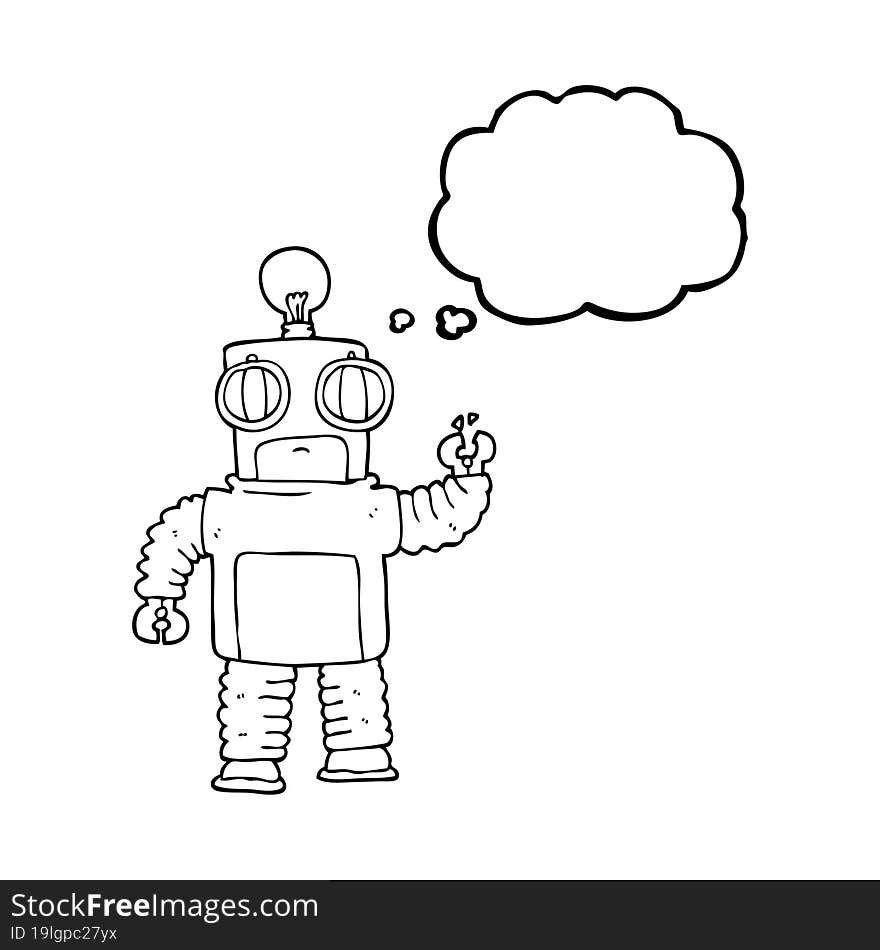 thought bubble cartoon robot