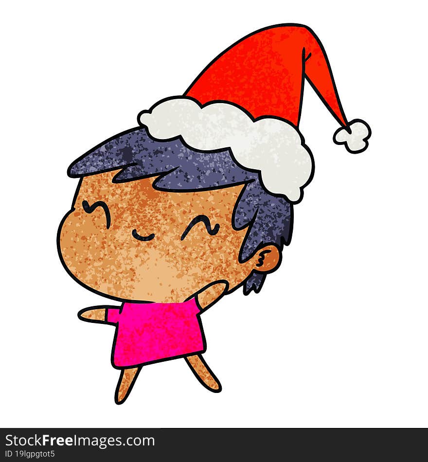 Christmas Textured Cartoon Of Kawaii Girl