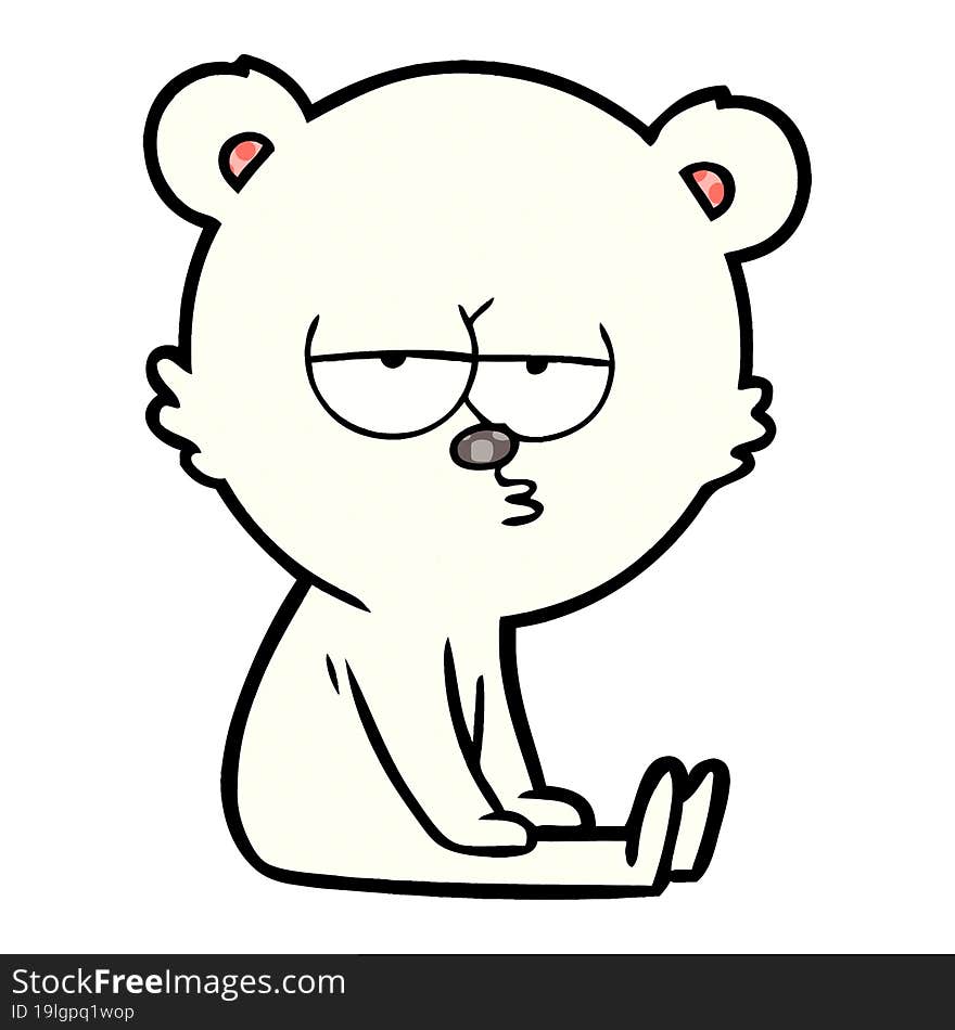 bored polar bear cartoon sitting. bored polar bear cartoon sitting