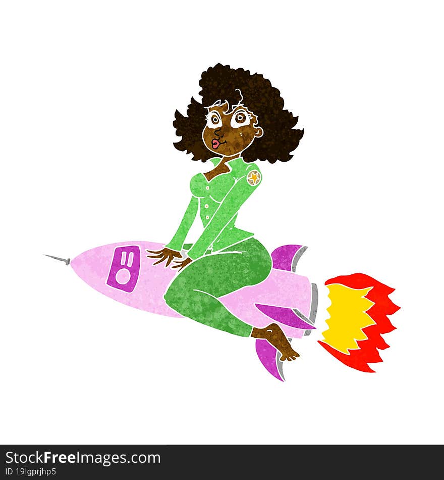 cartoon army pin up girl riding missile