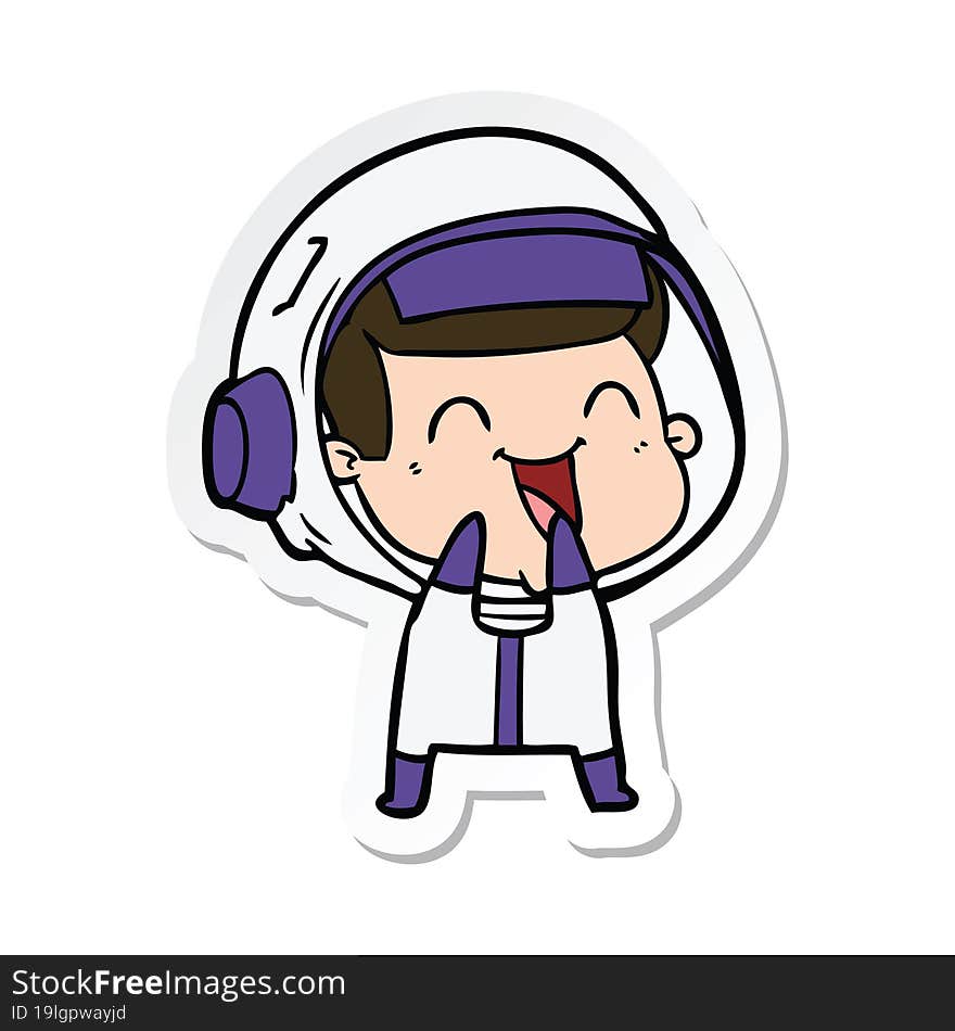 Sticker Of A Happy Cartoon Astronaut