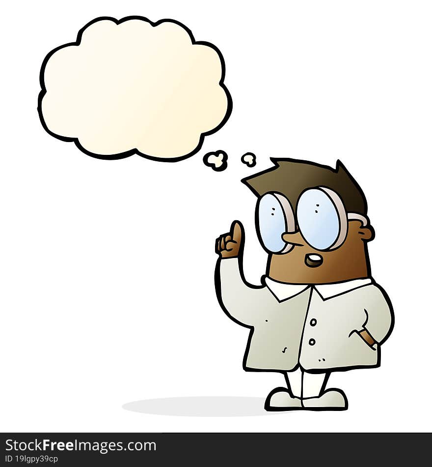 cartoon scientist with thought bubble