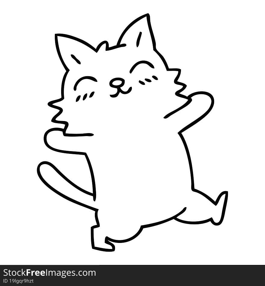 Quirky Line Drawing Cartoon Cat