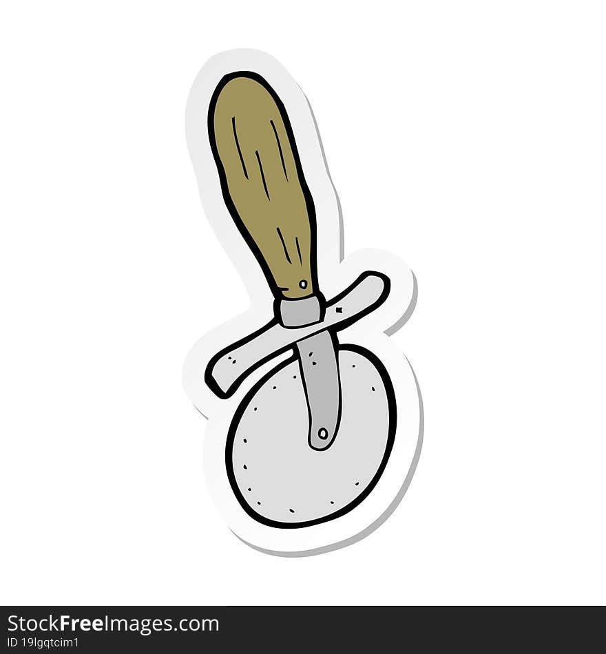 sticker of a cartoon pizza cutter