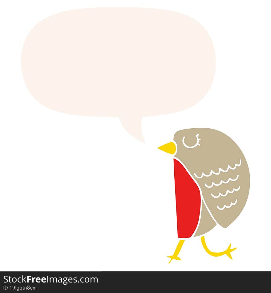 Cartoon Bird And Speech Bubble In Retro Style