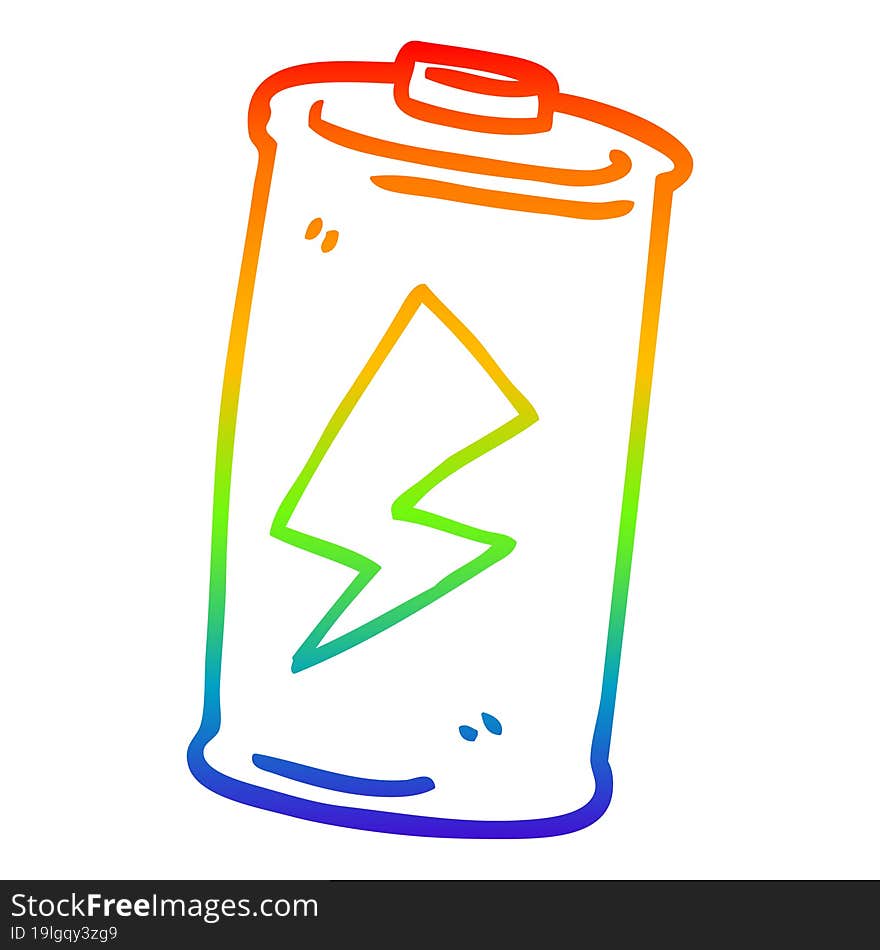 rainbow gradient line drawing cartoon battery