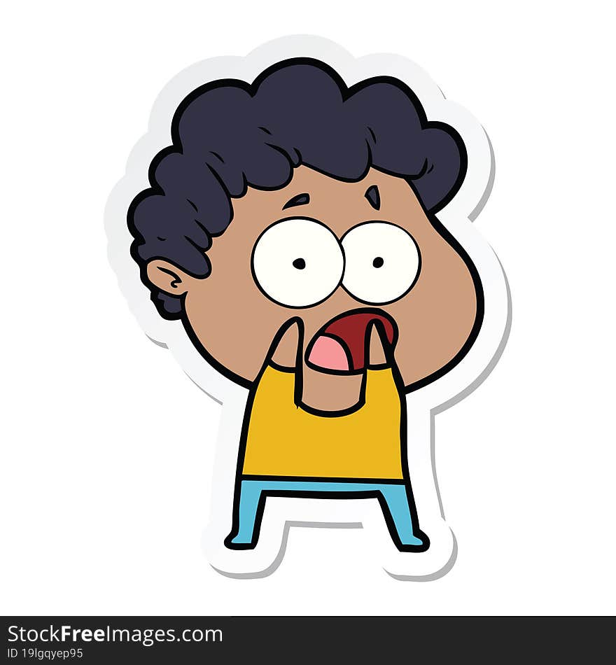 sticker of a cartoon man gasping in surprise