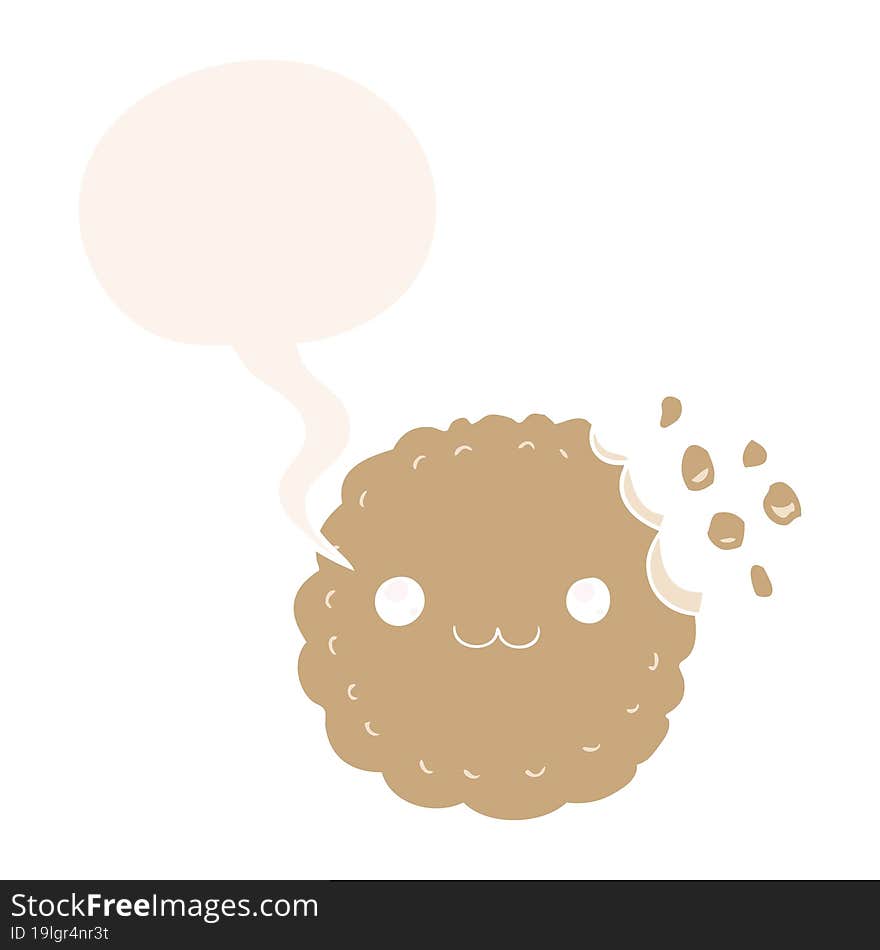 cartoon biscuit and speech bubble in retro style