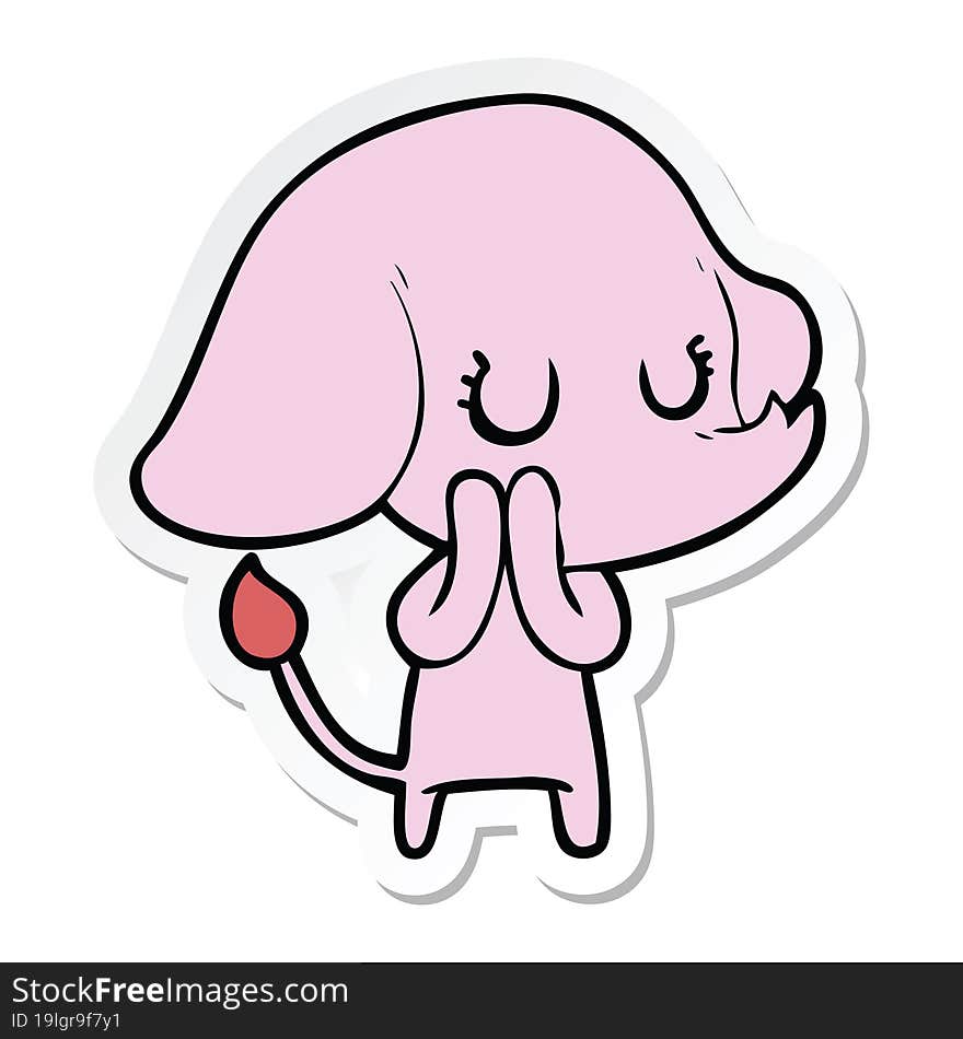 sticker of a cute cartoon elephant