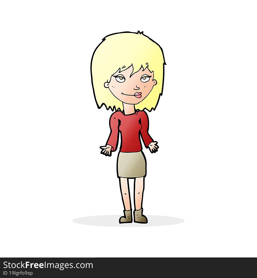 cartoon woman shrugging shoulders