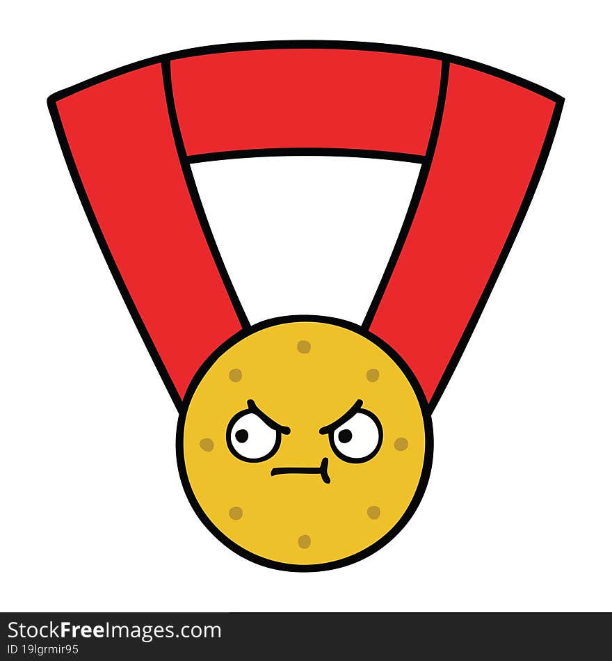 cute cartoon of a gold medal. cute cartoon of a gold medal