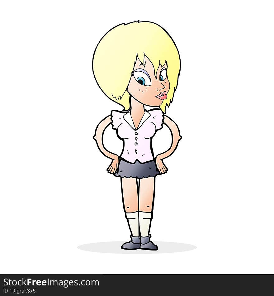 Cartoon Woman With Hands On Hips