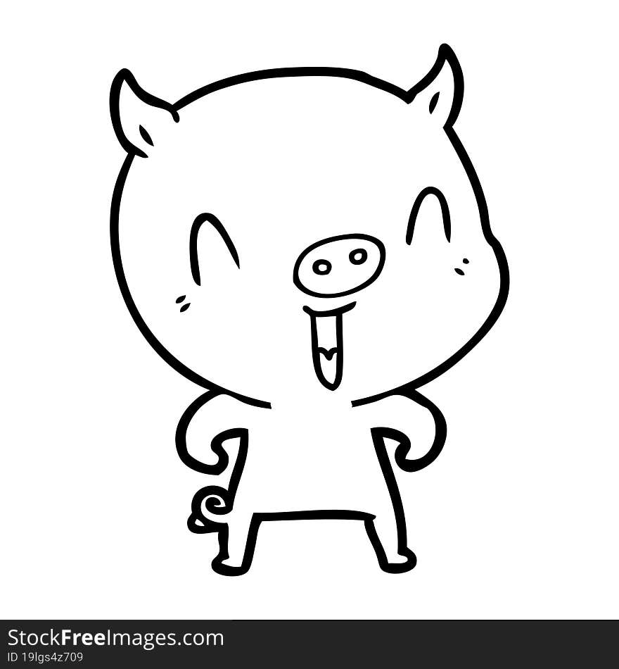 happy cartoon pig. happy cartoon pig