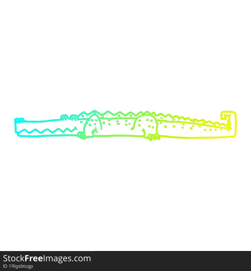 Cold Gradient Line Drawing Cartoon Crocodile