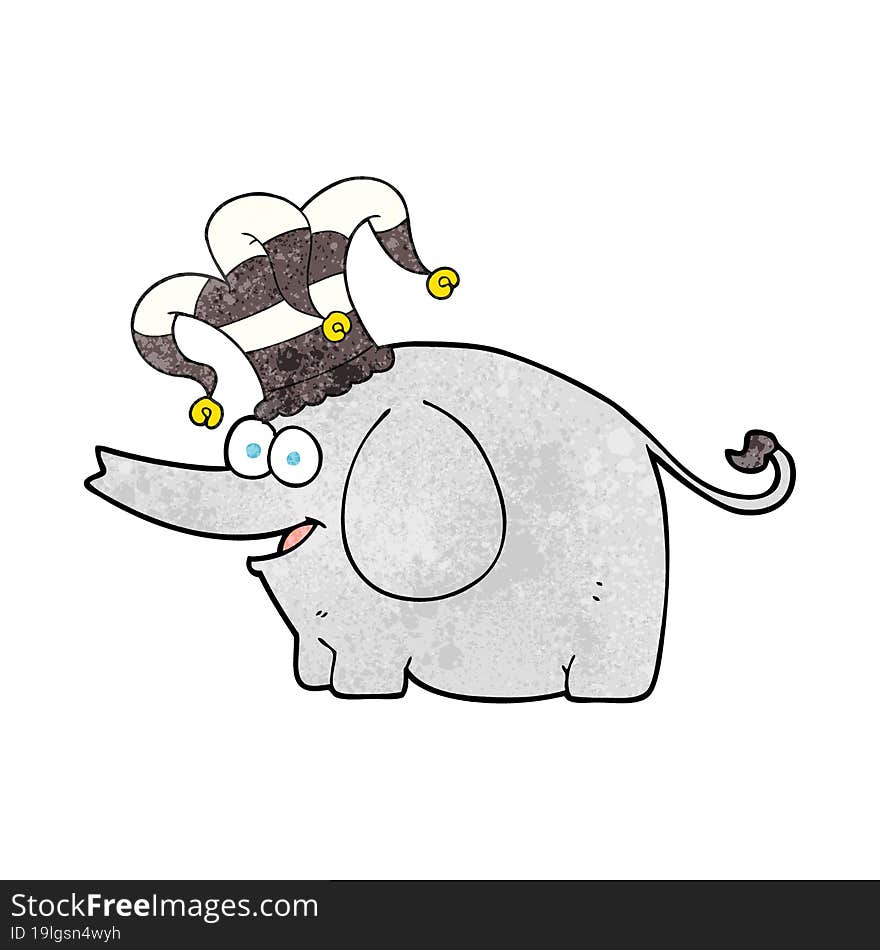 Textured Cartoon Elephant Wearing Circus Hat