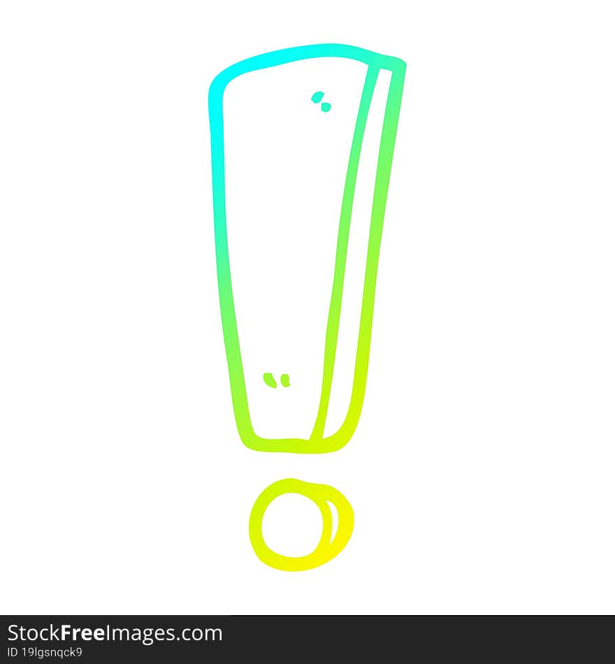 Cold Gradient Line Drawing Cartoon Exclamation Mark