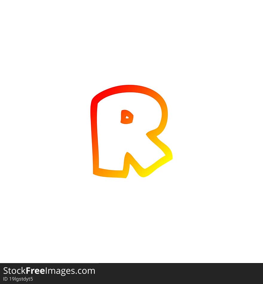 warm gradient line drawing cartoon letter r