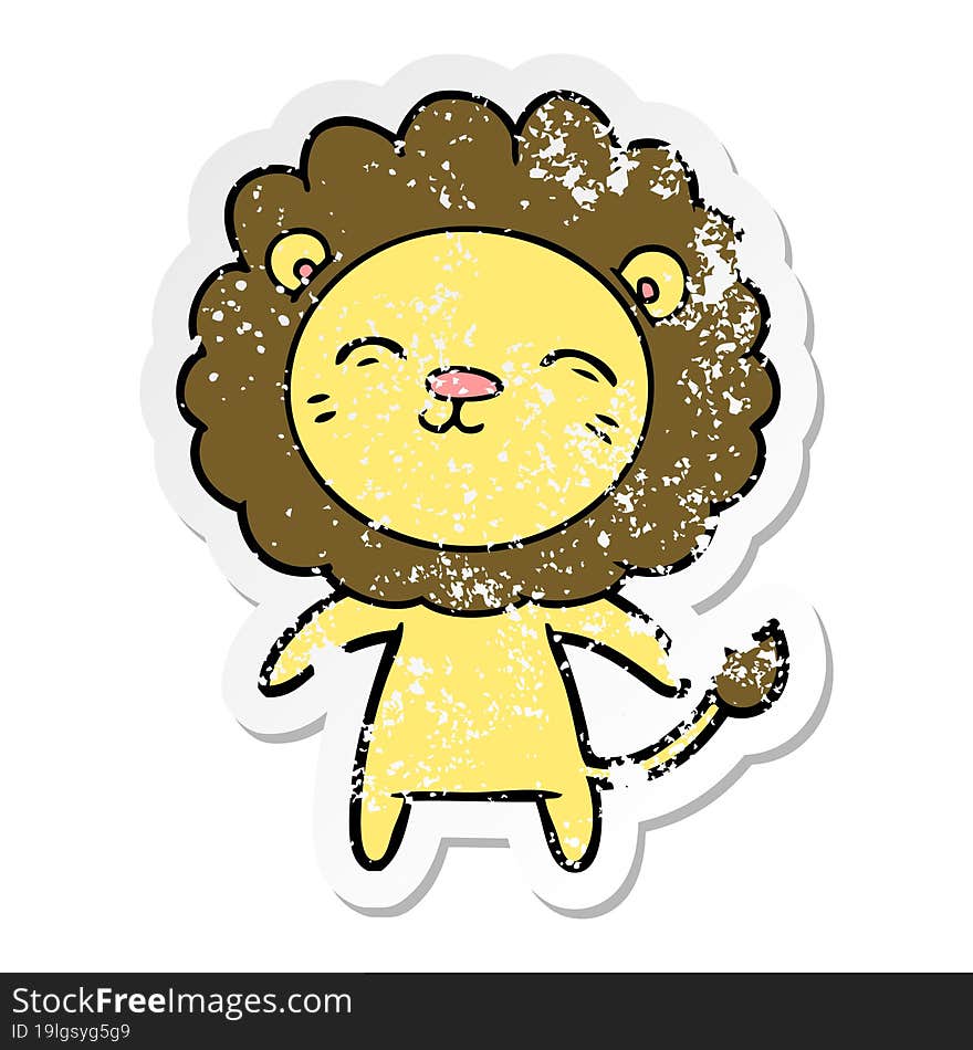 distressed sticker of a cartoon lion