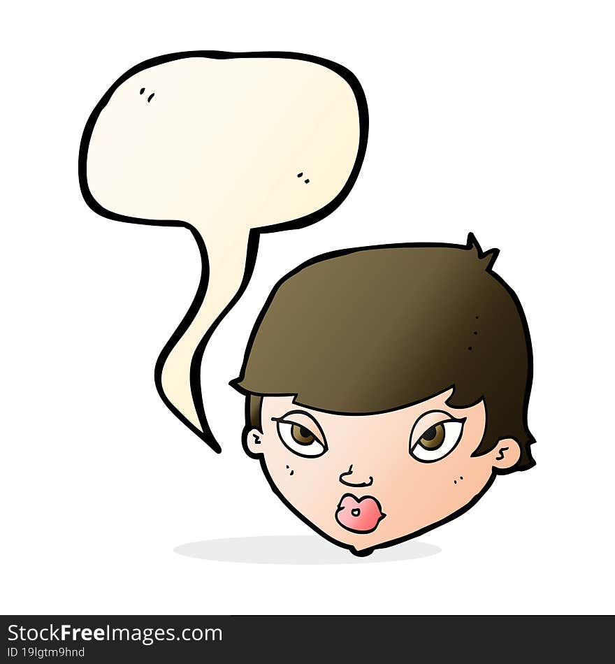 cartoon unimpressed woman with speech bubble