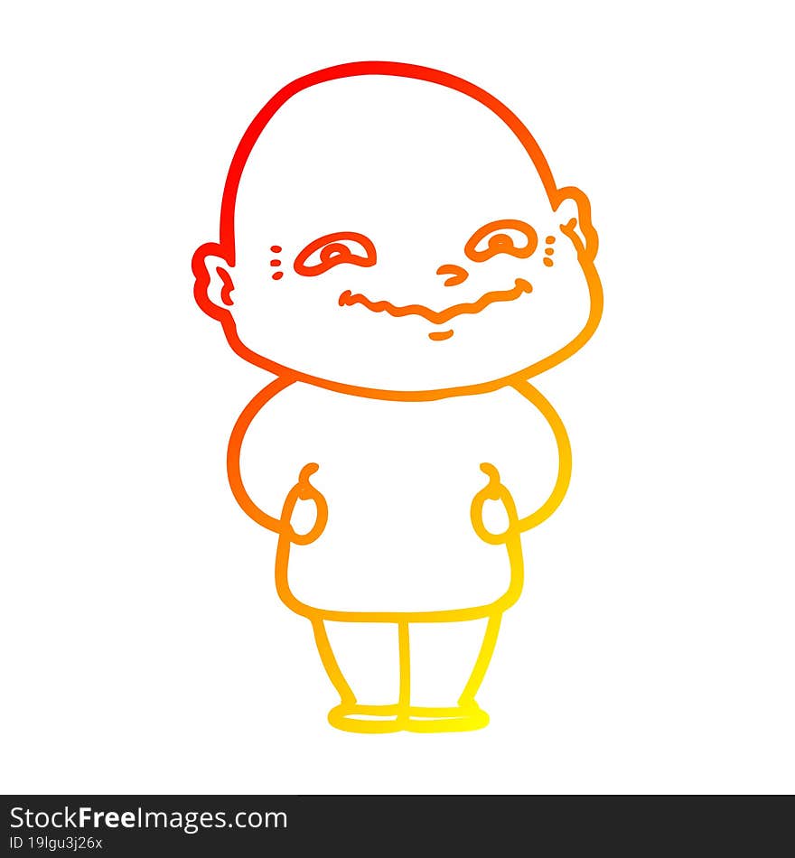 warm gradient line drawing cartoon creepy guy