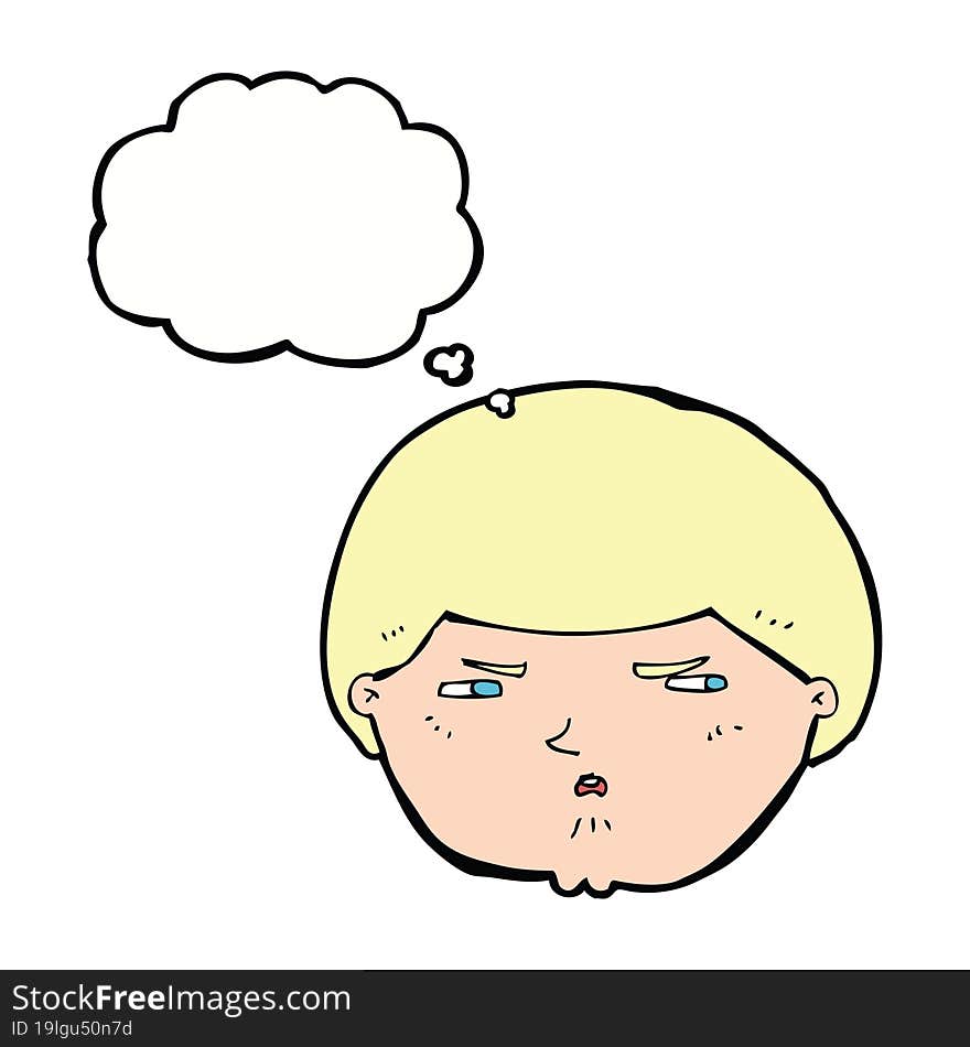 Cartoon Annoyed Man With Thought Bubble