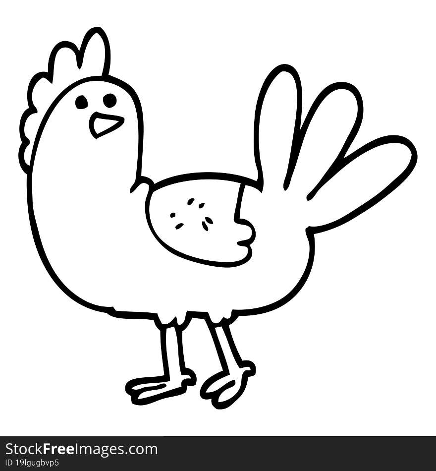 Black And White Cartoon Chicken