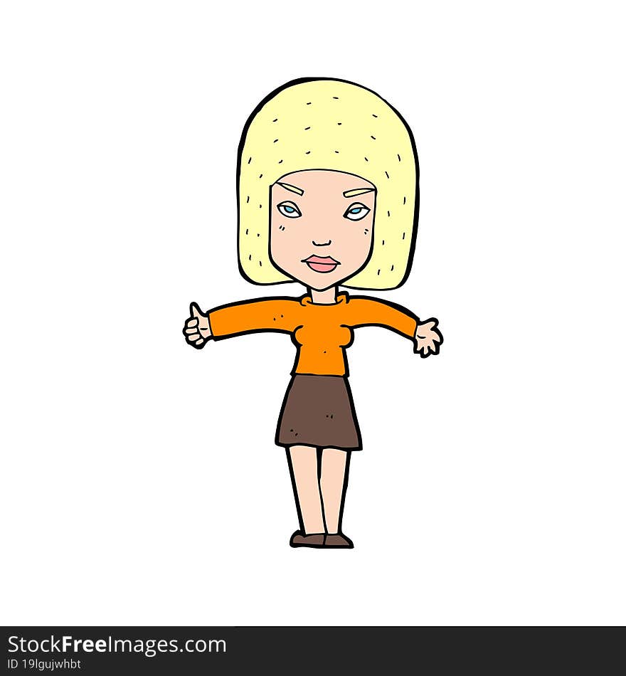 cartoon woman giving thumbs up symbol