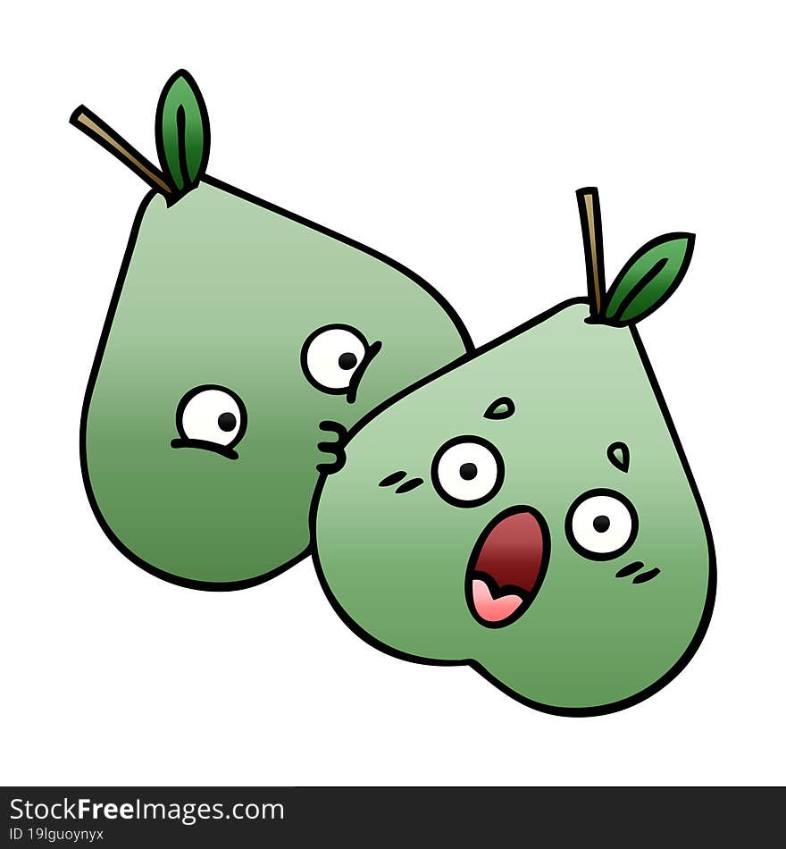 gradient shaded cartoon green pear