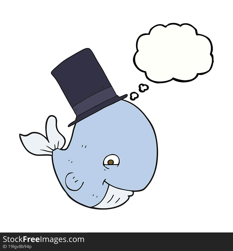 thought bubble cartoon whale in top hat