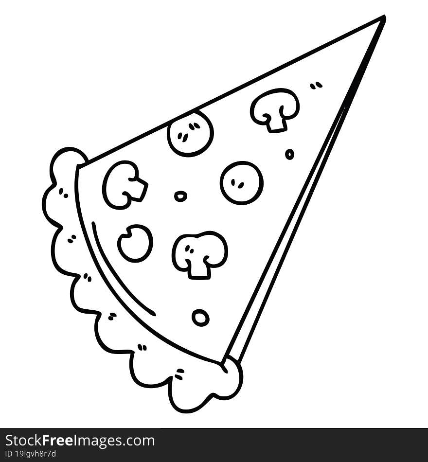 quirky line drawing cartoon slice of pizza