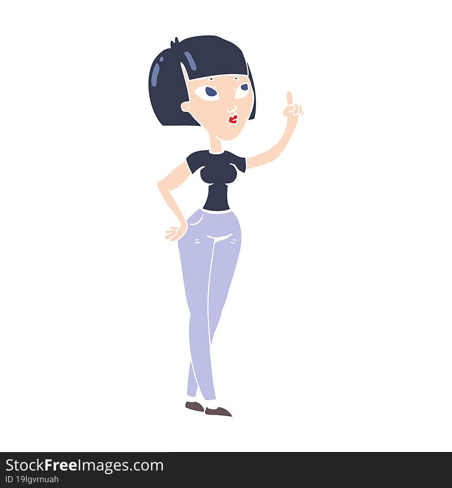 flat color illustration of a cartoon woman asking question