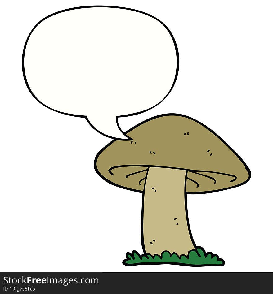 cartoon mushroom with speech bubble. cartoon mushroom with speech bubble