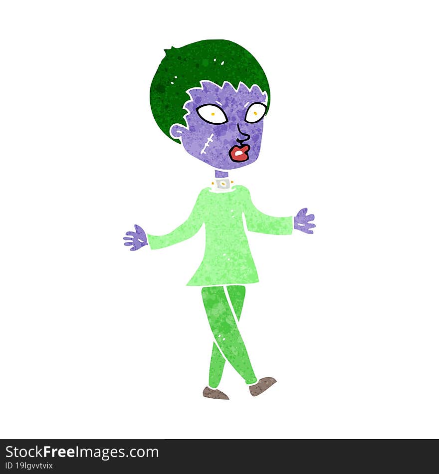 cartoon halloween zombie woman