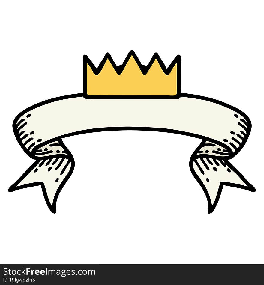 tattoo with banner of a crown