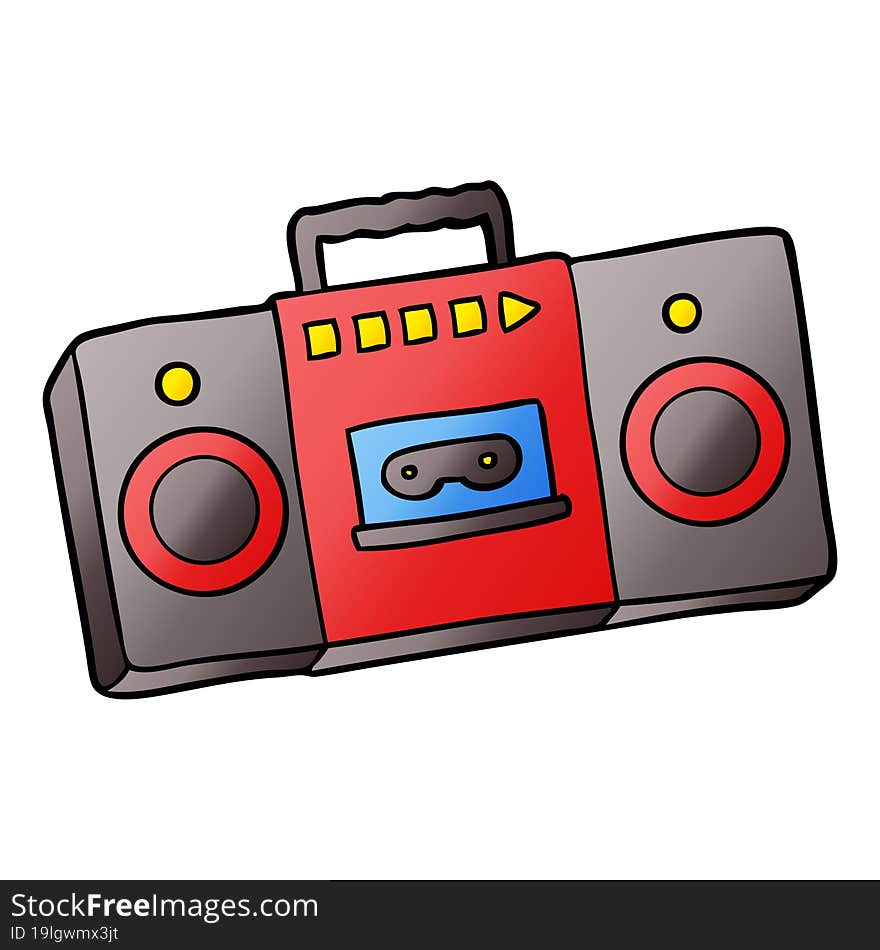 cartoon retro cassette tape player. cartoon retro cassette tape player