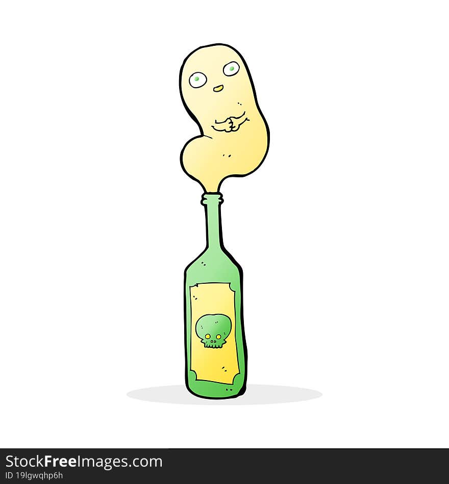 cartoon ghost in bottle