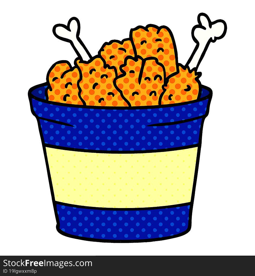 Cartoon Doodle Bucket Of Fried Chicken