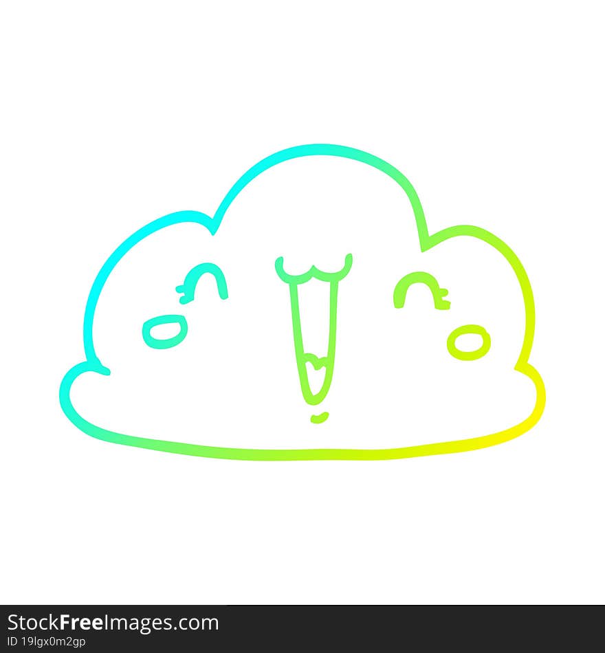 cold gradient line drawing cute cartoon cloud