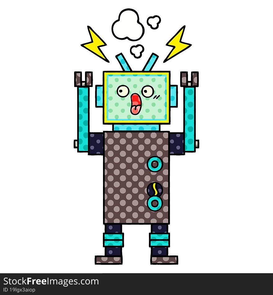 Comic Book Style Cartoon Robot