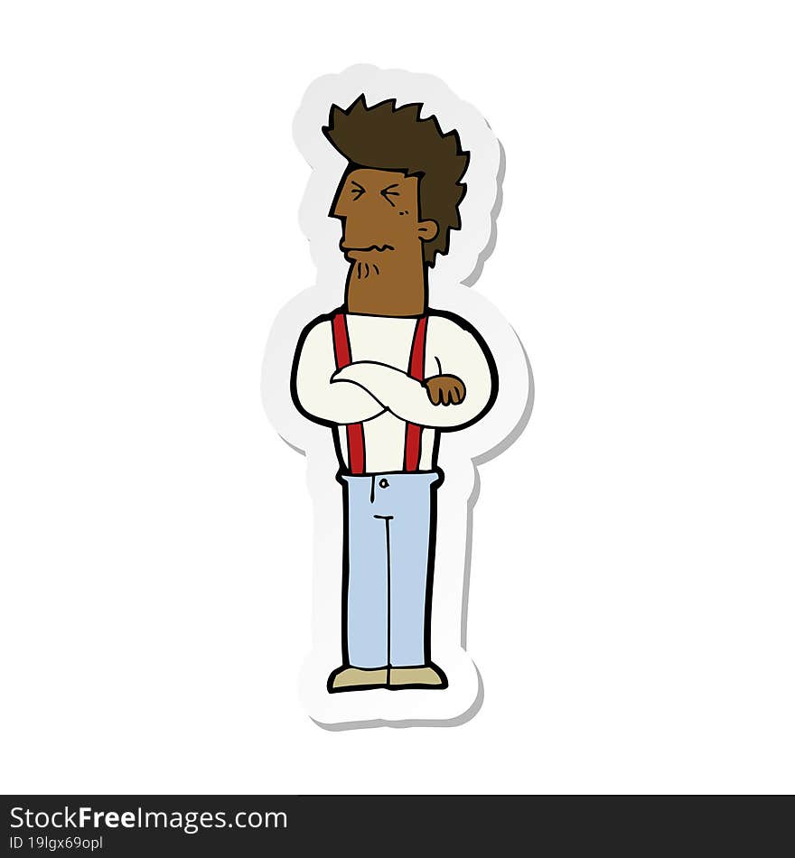 sticker of a cartoon annoyed man