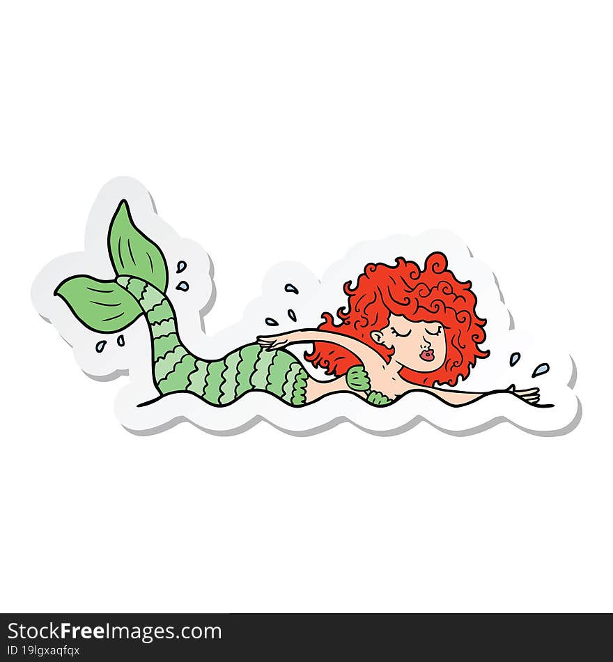 sticker of a cartoon mermaid