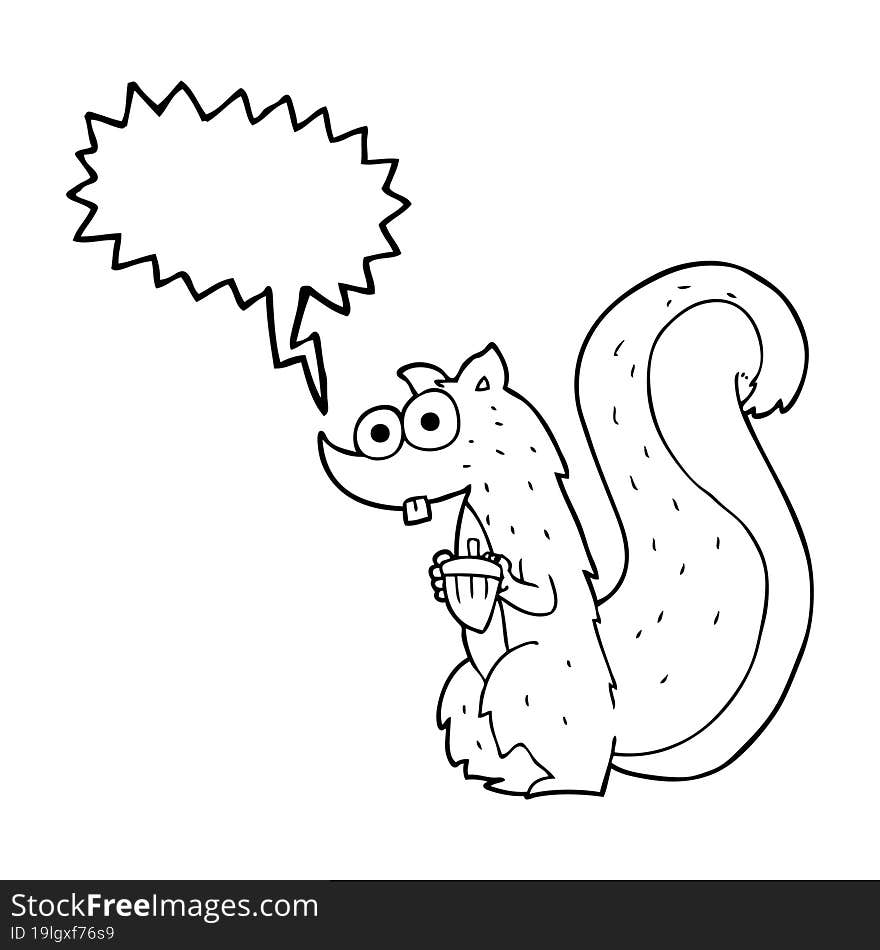 speech bubble cartoon squirrel with nut